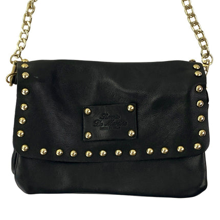 Sorrento De Martino Women's Black Chain Crossbody Leather Studded Handbag OS