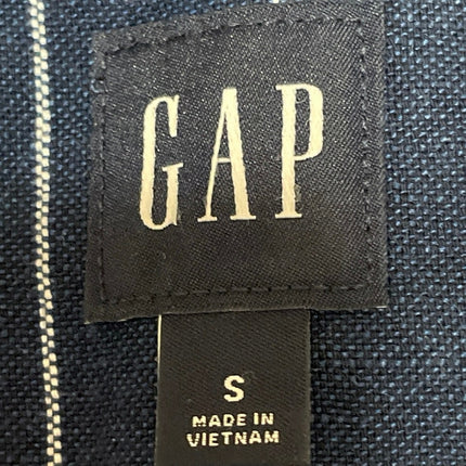 GAP Women's Navy Blue White Sleeveless Linen Pinstriped V-neck Vest Tank Top S