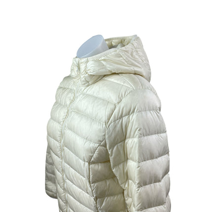 Aritzia Babaton Hudson Women's Cream Hooded Long Sleeve Puffer Coat Jacket Sz S