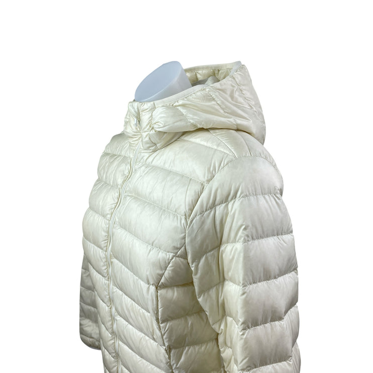 Aritzia Babaton Hudson Women's Cream Hooded Long Sleeve Puffer Coat Jacket Sz S