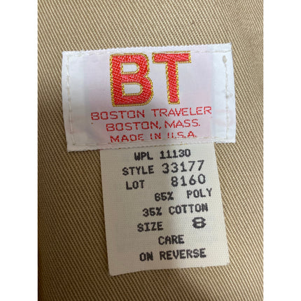 Boston Traveler Beige Notch Collar Button Long Sleeve Blazer Coat Jacket Size 8