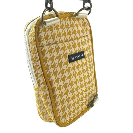 Thread Yellow White Houndstooth Crossbody Sling Bag Wallet Pouch Handbag OS