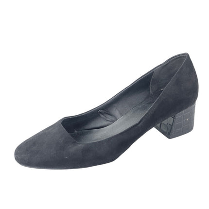 Ann Taylor Women's Black Suede Almond Toe Block Heel Slip On Pumps Shoes Sz 8.5