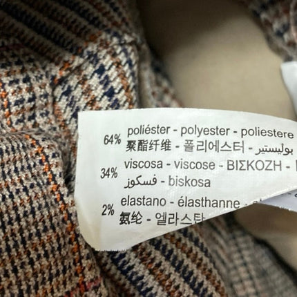 Zara Brown Houndstooth Plaid High Waisted Straight Leg Trousers Dress Pants Sz M