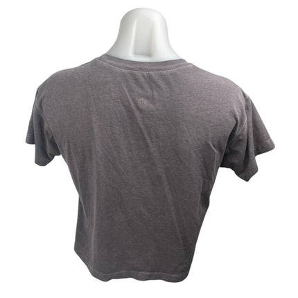 Lululemon Women's Black Washed Short Sleeve Crew Cropped T Shirt Tee Top Size 4