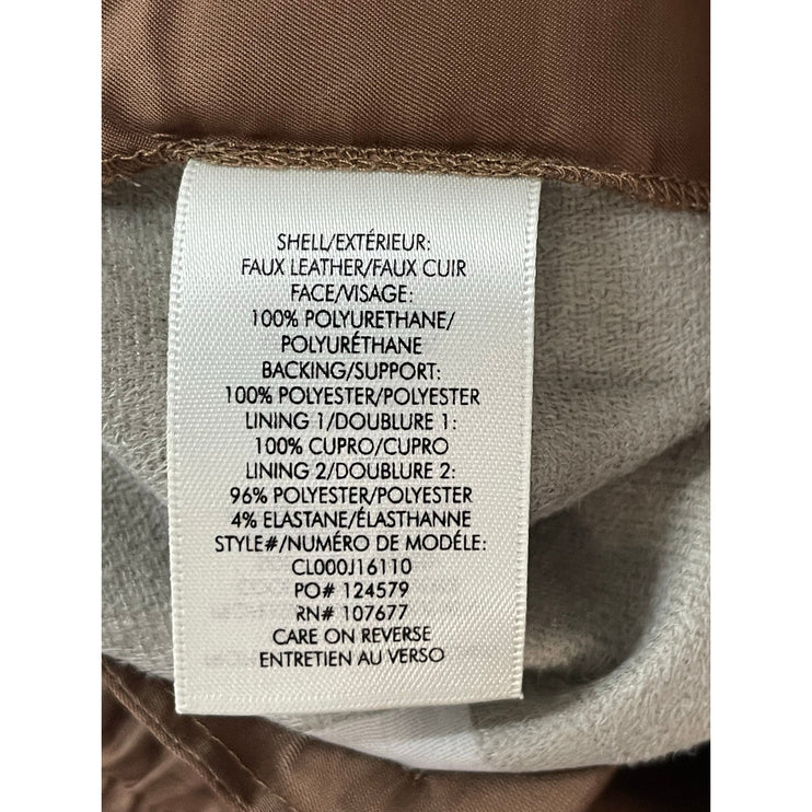 Alice + Olivia Pete Camel Tan High Rise Faux Leather Vegan Tapered Jogger Pant S