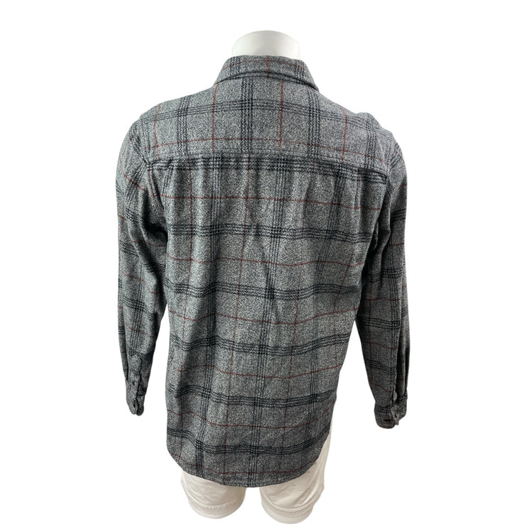Urban Outfitters Men's Gray Plaid Knit Long Sleeve Button Down Shirt Top Size M
