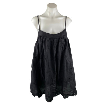 Zara Women's Black Eyelet Embroidered Sleeveless Cami Camisole Mini Tank Dress L