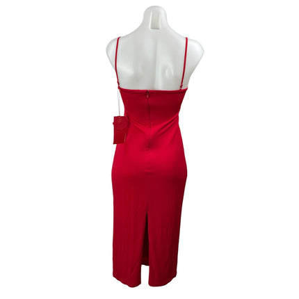 NEW H&M x Magda Butrym Red Sleeveless Cami Rose Appliqued Bodycon Dress Size XS