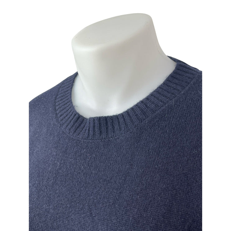 Parke Womens Navy Blue Wool Cashmere Long Sleeve Crew Neck Sweater Top Size L/XL