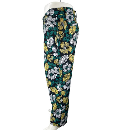 Eloquii Women's Multicolor Floral Hawaiian High Rise Straight Trousers Pants 16