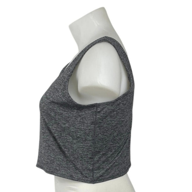 GapFit Women's Dark Gray Heather Sleeveless Square Neck Tank Crop Top Size XXL