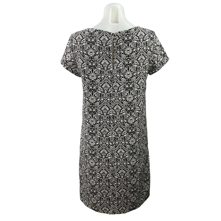 Philosophy Womens Black Damask Floral Print Short Sleeve Mini Shift Dress Size S