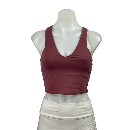 Alo Yoga Womens Red Sleeveless Racerback Workout Yoga Sports Bra Crop Tank Top S