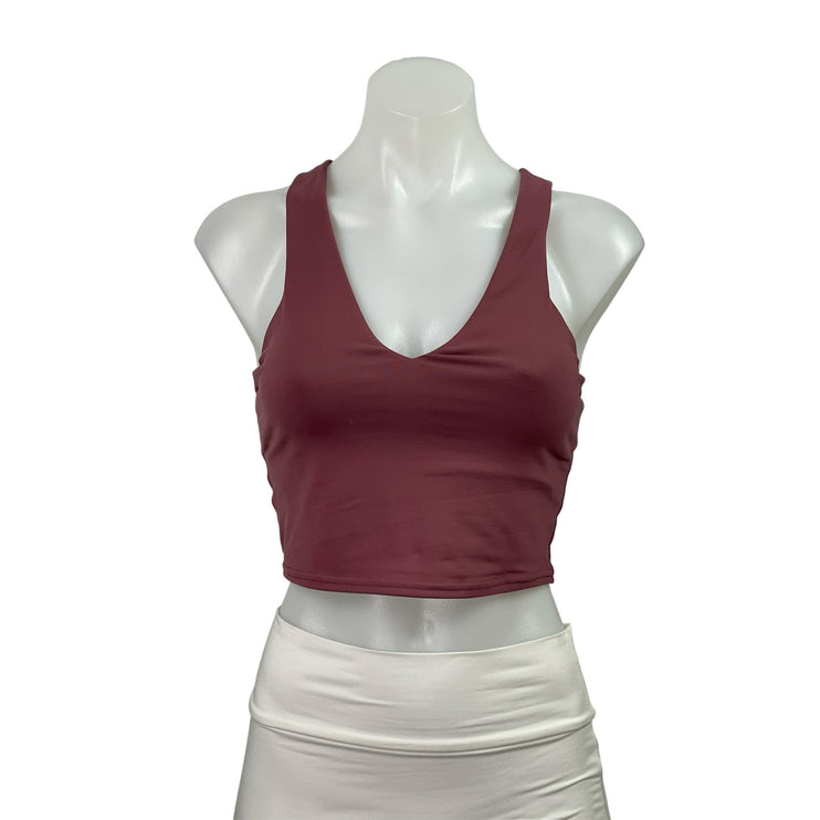 Alo Yoga Womens Red Sleeveless Racerback Workout Yoga Sports Bra Crop Tank Top S