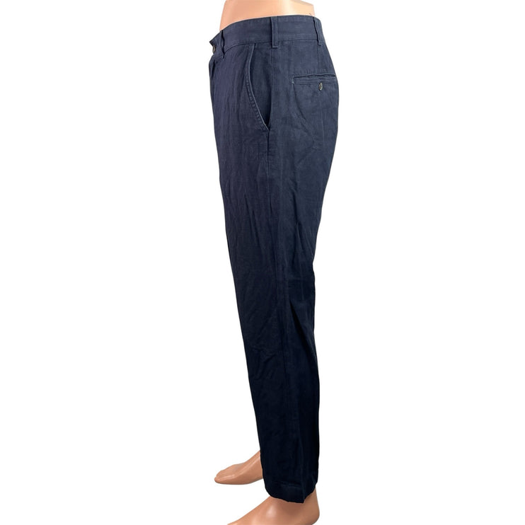 Buck Mason Capitola Men's Navy Blue Linen Straight Leg trousers Pants Size M