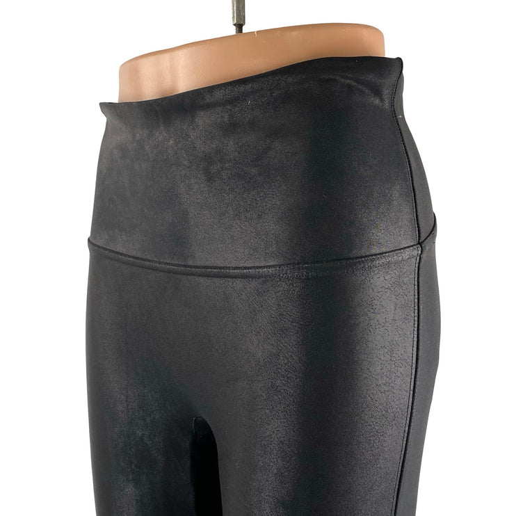 Spanx Women's Black Faux Vegan Leather High Rise Skinny Moto Leggings Pants Sz L