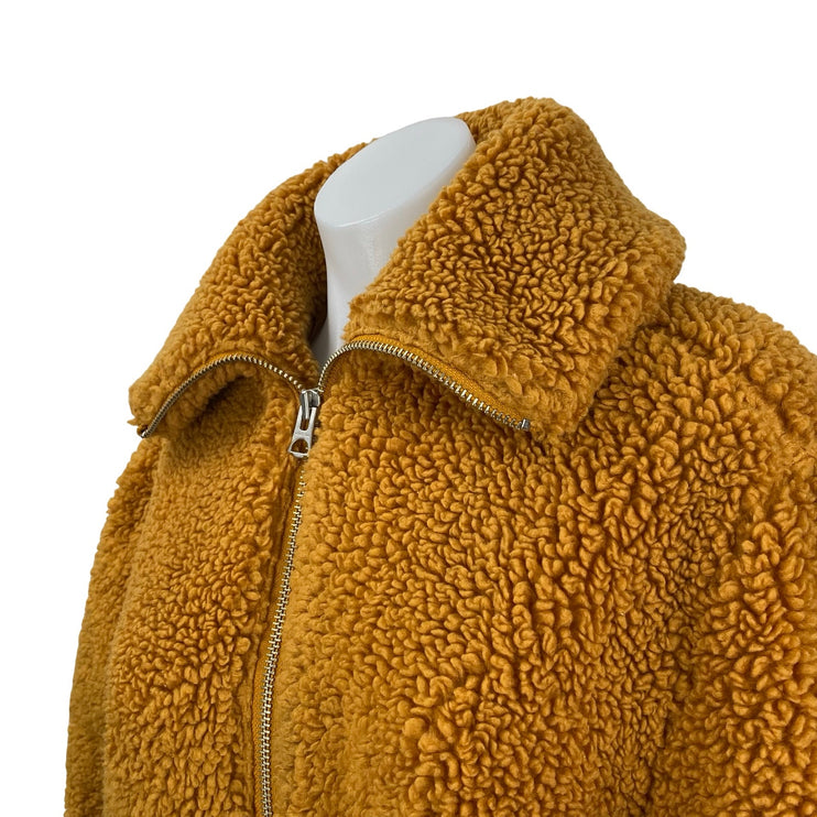 Aritzia Wilfred Free Teddy Brown High Neck Long Sleeve Bomber Coat Jacket Sz XXS