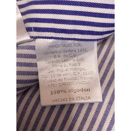 Chester & Peck Men's Blue Striped Collared Long Sleeve Button Down Shirt Top S