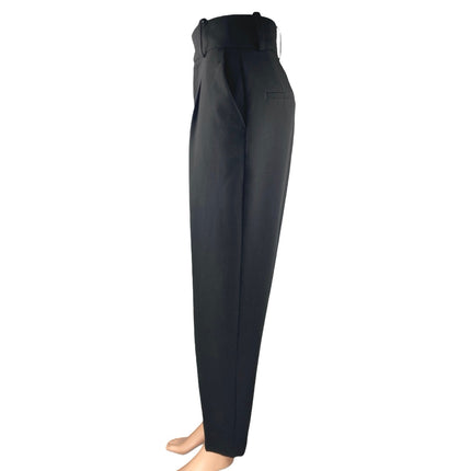 Zara Women's Black High Rise Pleated Tapered Barrel Carrot Trousers Pants Sz XS