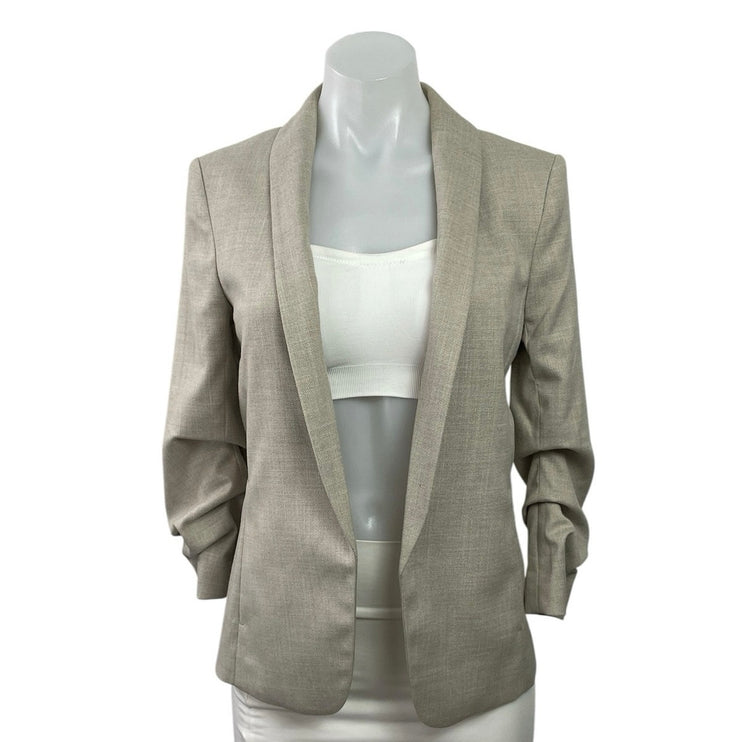 H&M Women's Gray Shawl Lapel Collar Long Sleeve Open Blazer Coat Jacket Size XXS