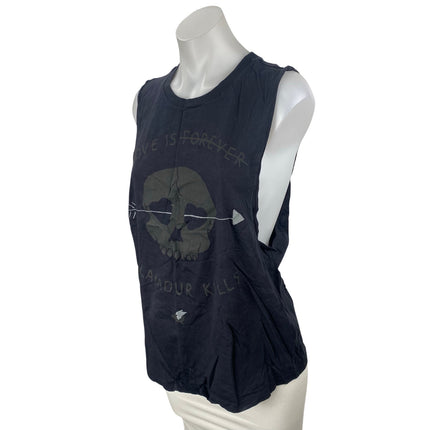 Glamour Kills Love Is Forever Skull Graphic Black Sleeveless Muscle Tank Top M