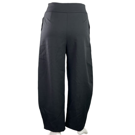 Zara Women's Black Switch Flip Pleated High Rise Wide Leg Trouser Pants Size XL