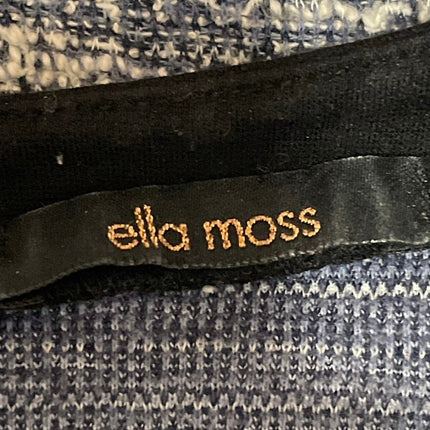 Ella Moss Womens Gray Black Short Sleeves Herringbone Textured Knit Blouse Top L