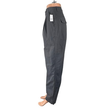 NEW GAP Gray Pleated High Rise Baggy Barrel Palazzo Wide Leg Trousers Pants 12