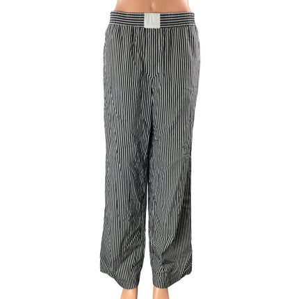 Lioness Cobain Black White Striped High Rise Wide Leg Baggy Trousers Pants Sz L