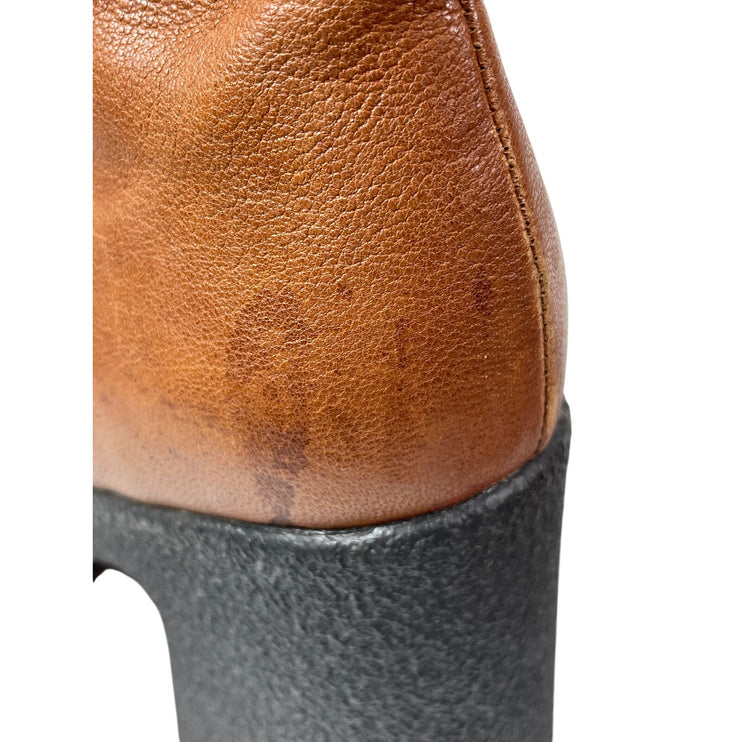 Brother Vellies Empire Women's Brown Platform Heels Square Toe Ankle Boots Sz 10