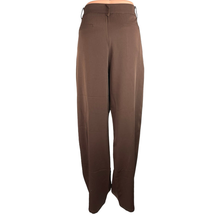 Peppermayo Brown High Rise Straight Pleated Career Business Ankle Dress Pants 8