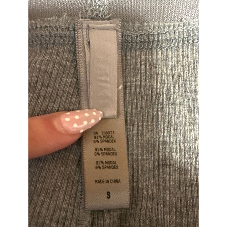 Skims Women's Gray Rib Knit High Waisted Lounge Nightwear Boxer Shorts Size S