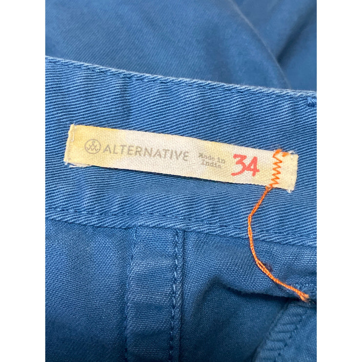 Alternative Mens Blue High Rise Straight Tapered Trousers Chino Khaki Pants 34