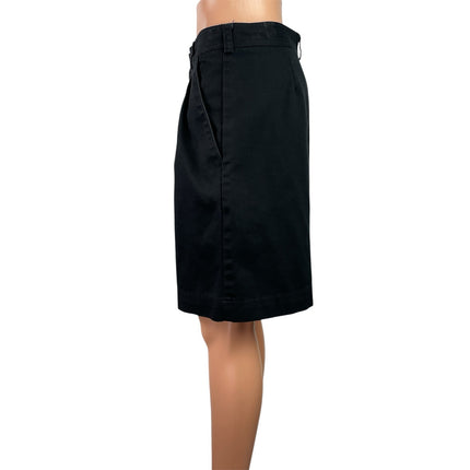 Liz Claiborne Womens Black Pleated High Waist Wide Leg Chino Bermuda Shorts 10