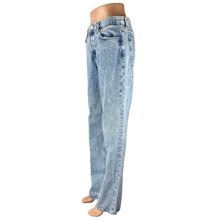 MNG Mango Women's Blue Light Wash High Rise Straight Leg Denim Jeans Size 8