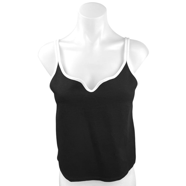 MNG Black White Sweetheart Neck Spaghetti Cami Camisole Tank Crop Top Size M