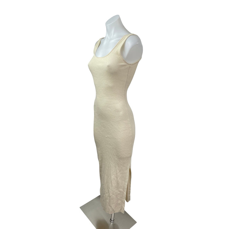 & Other Stories Cream Rib Knit Linen Sleeveless Tank Slit Maxi Sweater Dress XS