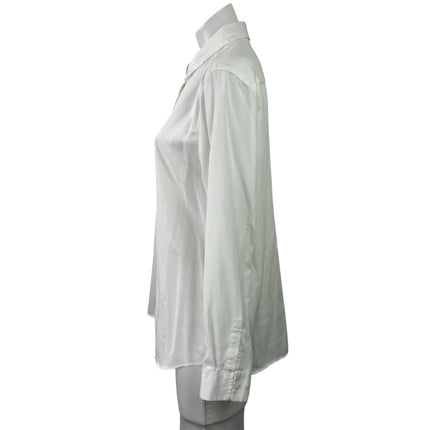 Uniqlo Womens White Long Sleeve Minimalist Collared Button Down Shirt Top Size M