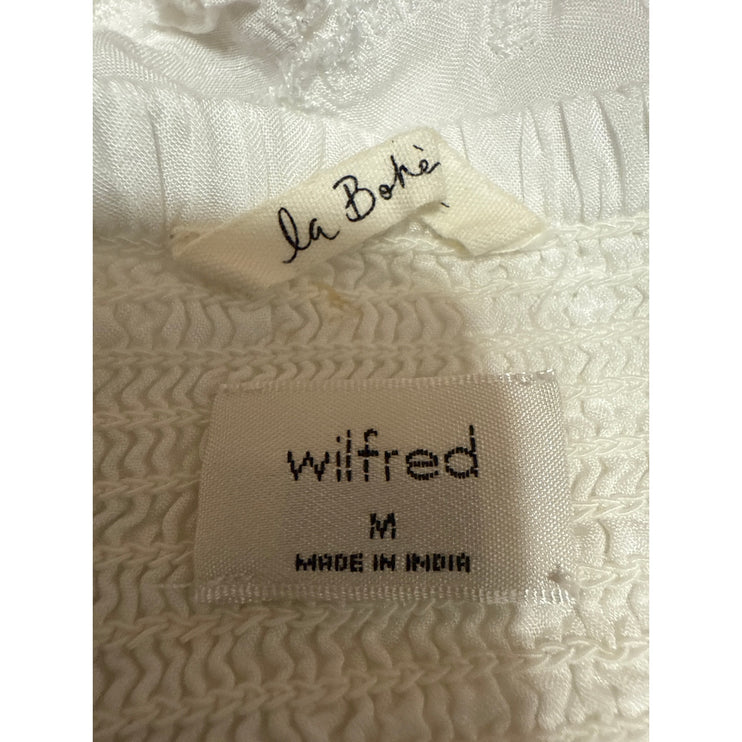Aritzia Wilfred La Bohe'me Dareau White Sleeveless Smocked Ruffle Crop Top M