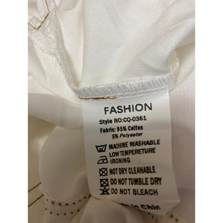 NEW Fashion Clothing White Snap Button Down Tie Front Crop Shirt Blouse Top XS
