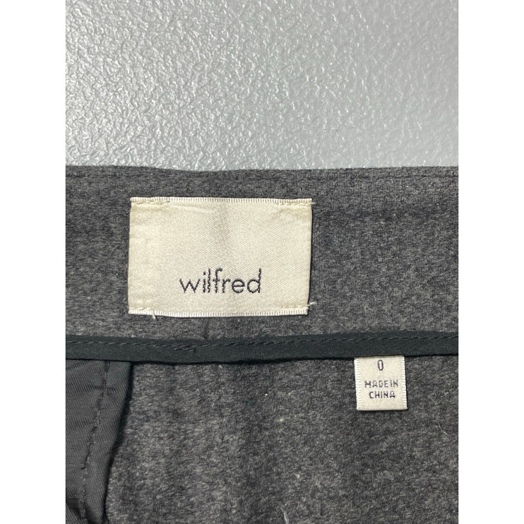 Aritzia Wilfred Gray Wool Cashmere Pleated High Waist Straight Trousers Pants 0