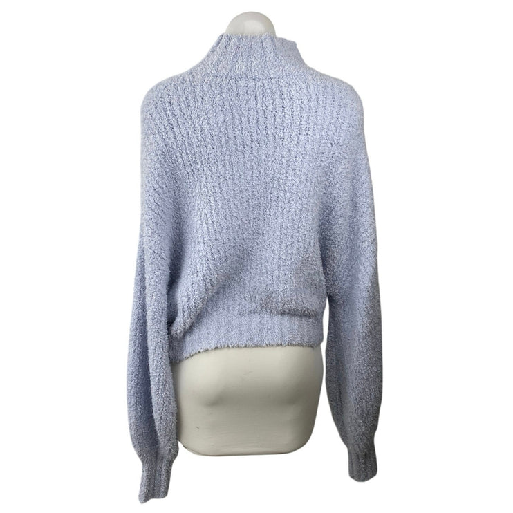 NA-KD Women's Blue Boucle Rib Knit Turtleneck Long Sleeve Sweater Top Size M