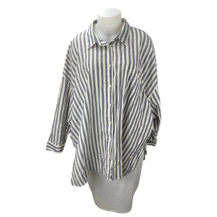 Torrid Blue White Striped Oversized Long Sleeve Button Down Tunic Shirt Top Sz 5