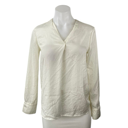 Banana Republic Women's Cream White V-Neck Long Sleeve Shirt Blouse Top Size XXS