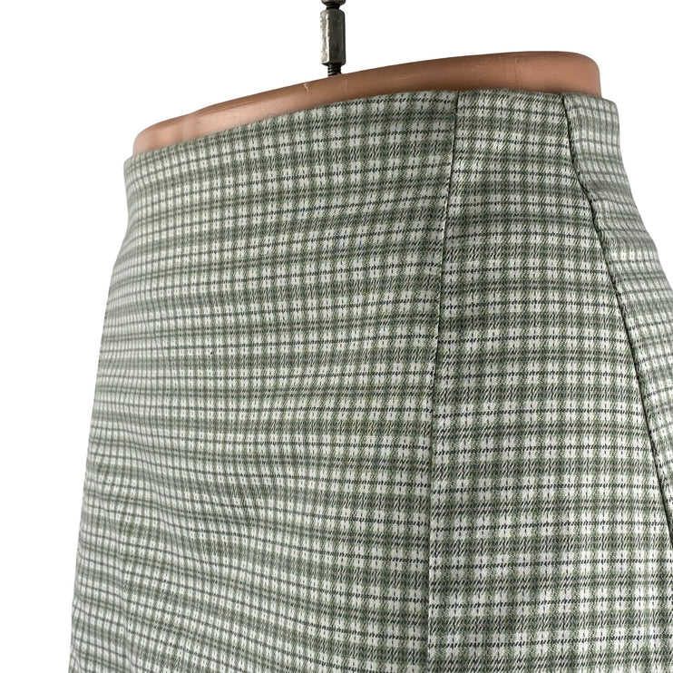 John Galt Cara Women's Green Plaid Check High Rise Slim Mini A-Line Skirt Size S