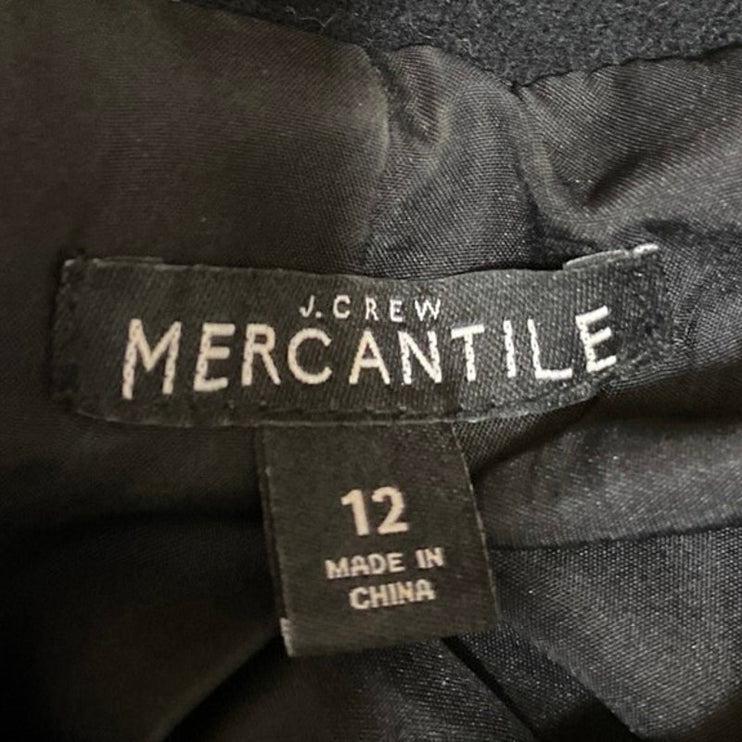 J.Crew Women's Black Wool Full Zip High Neck Long Sleeve Coat Jacket Top Size 12