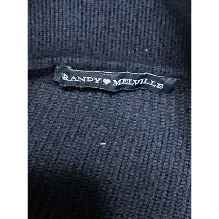 Brandy Melville Women's Black Ribbed Knit Long Sleeve Polo Sweater Top Size S