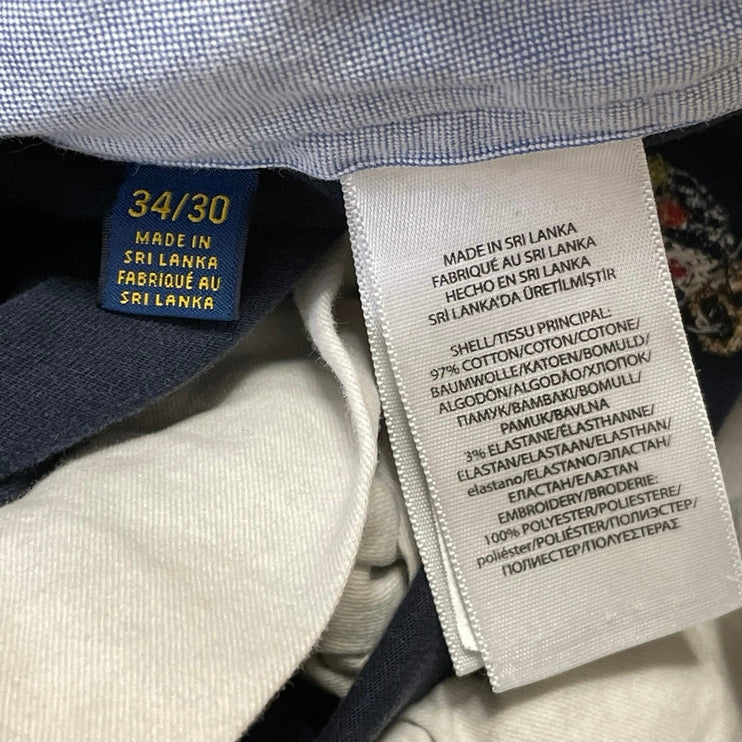 Polo Ralph Lauren Men's Navy Blue Embroidered Straight Trousers Pants Sz 34x30
