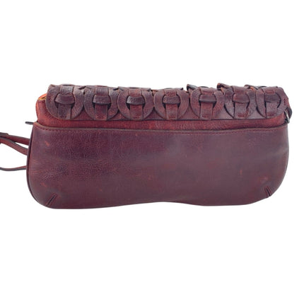 Patricia Nash Red Baku Leather Italian Convertible Chain Crossbody Purse Handbag